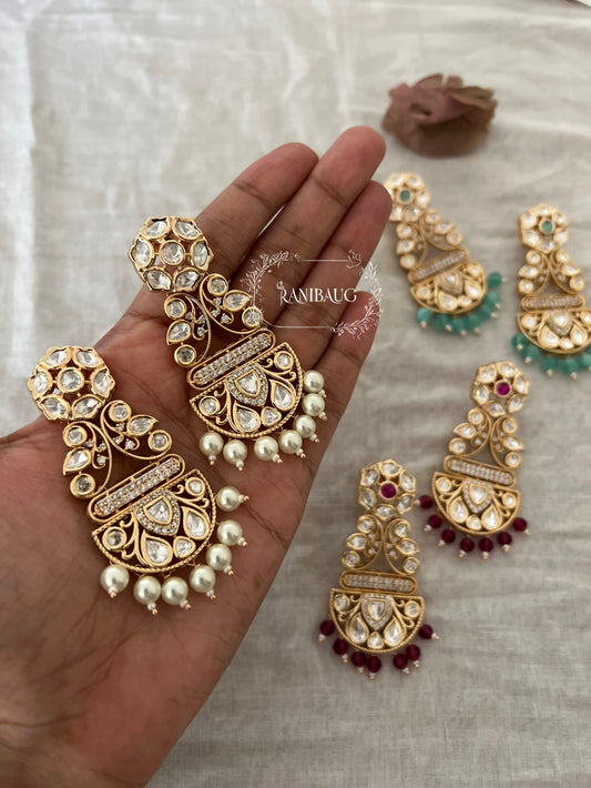 Mausami Festive Pearl Kundan Earrings by Ranibaug