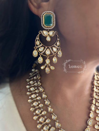 Maya Rich Polki Studded Premium Gold Finish Bridal Jewelry Necklace Set By Ranibaug