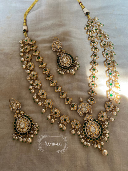 Mayera Layered Gold Plated Traditional Style Wedding Necklace Jewellery Set With Earrings And Maang Tikka By Ranibaug