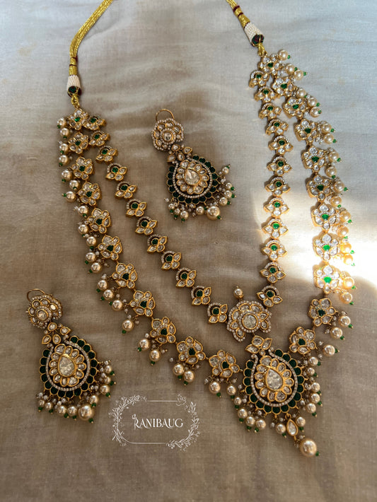 Mayera Layered Gold Plated Traditional Style Wedding Necklace Jewellery Set With Earrings And Maang Tikka By Ranibaug