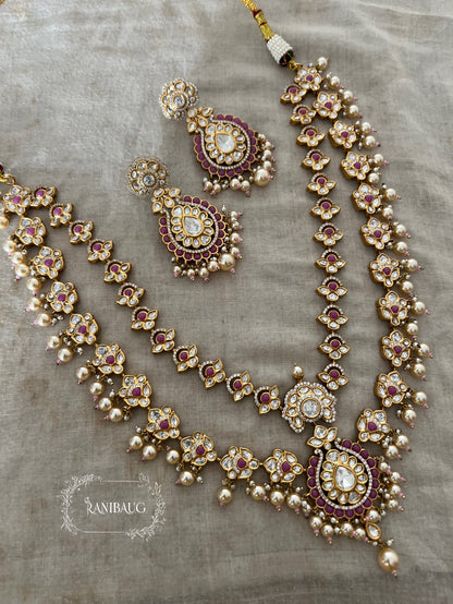 Mayera Layered Gold Plated Traditional Style Wedding Necklace Jewellery Set With Earrings And Maang Tikka By Ranibaug