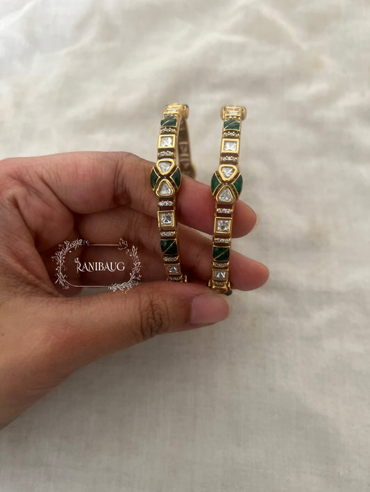 Mayra Polki Kundan Studded Gold Finish Ethnic Bangles Set By Ranibaug