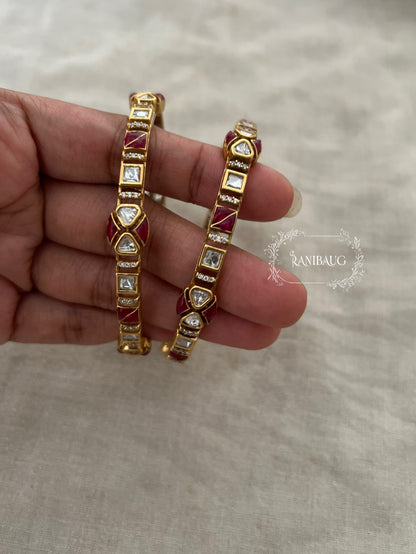 Mayra Polki Kundan Studded Gold Finish Ethnic Bangles Set By Ranibaug