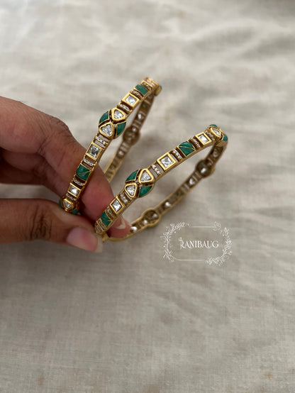 Mayra Polki Kundan Studded Gold Finish Ethnic Bangles Set By Ranibaug