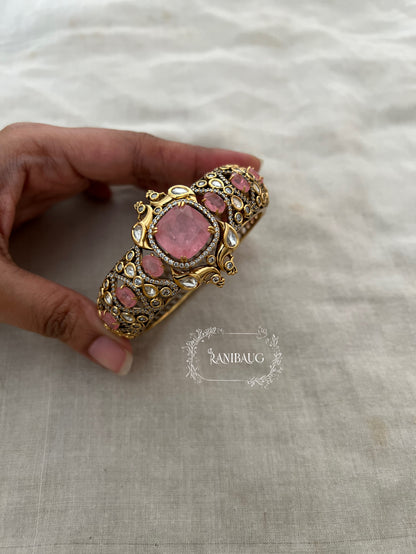 Mayura Pastel Gemstone Polki Gold Plated Kundan Bracelets By Ranibaug | Bracelet Ethnic Made In India