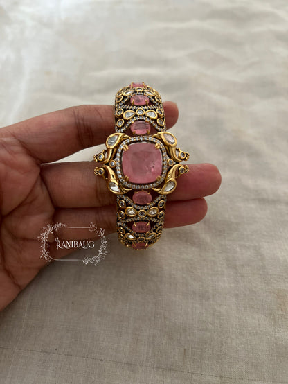 Mayura Pastel Gemstone Polki Gold Plated Kundan Bracelets By Ranibaug | Bracelet Ethnic Made In India