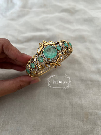 Mayura Pastel Gemstone Polki Gold Plated Kundan Bracelets By Ranibaug | Bracelet Ethnic Made In India