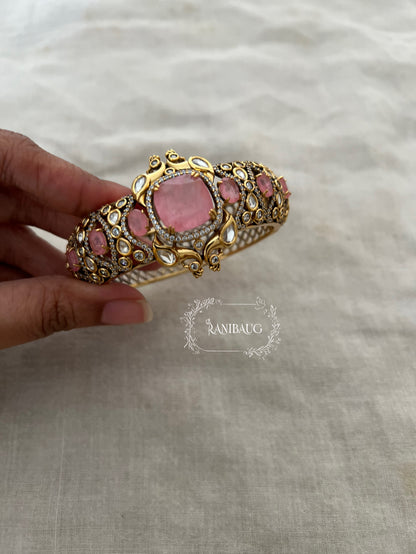 Mayura Pastel Gemstone Polki Gold Plated Kundan Bracelets By Ranibaug | Bracelet Ethnic Made In India