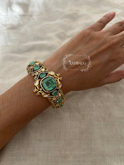 Mayura Pastel Gemstone Polki Gold Plated Kundan Bracelets By Ranibaug | Bracelet Ethnic Made In India