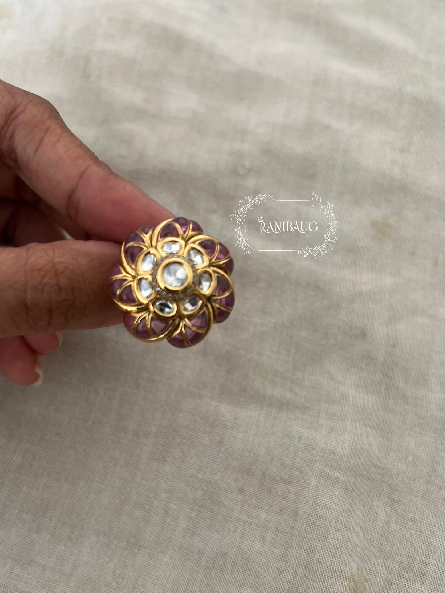 Meenu Colored Silhouette Floral Finger Traditional Ring Jewelry By Ranibaug