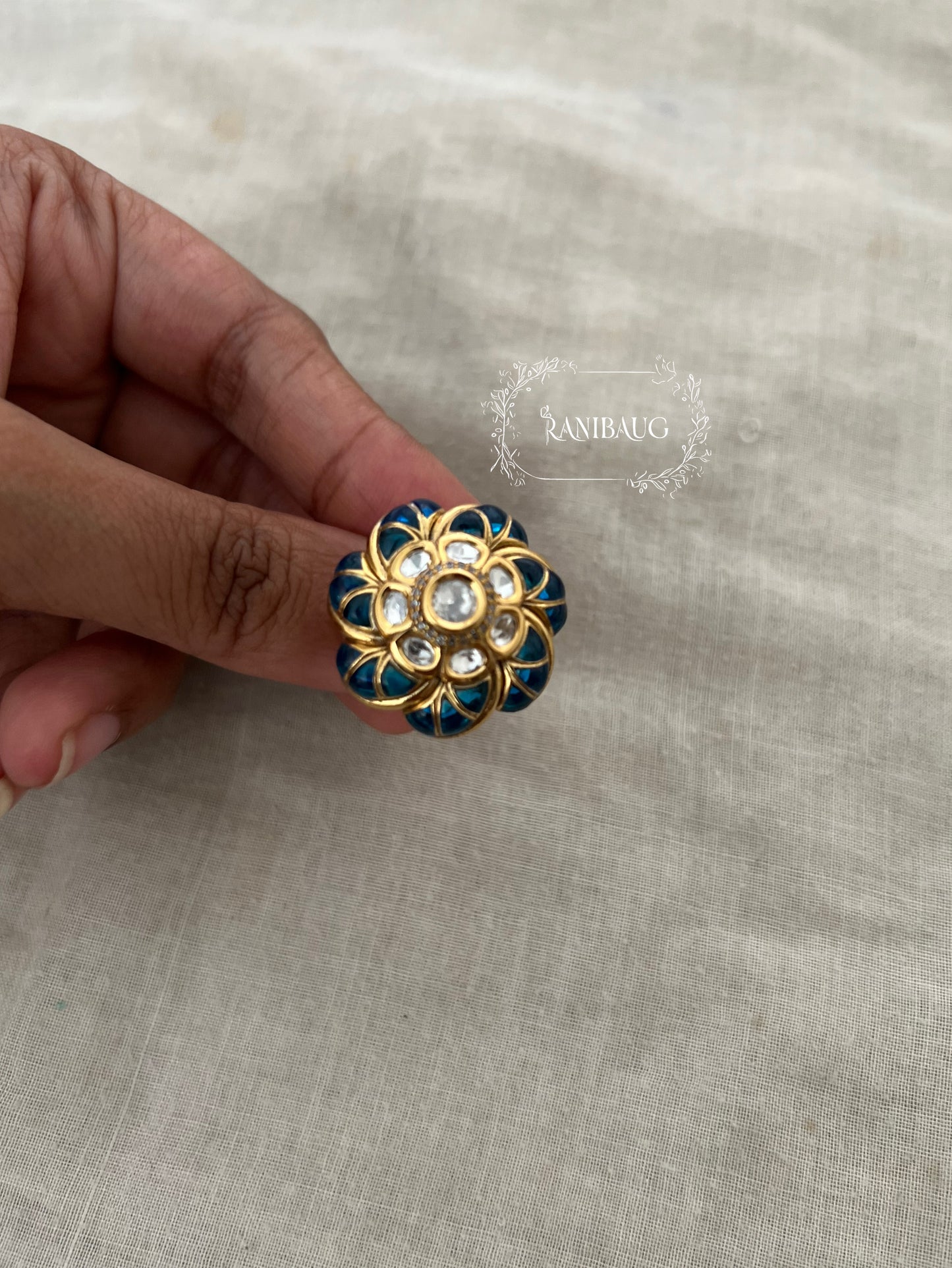Meenu Colored Silhouette Floral Finger Traditional Ring Jewelry By Ranibaug