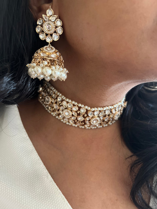 Meghal Gulbadan Mossainite Choker Set Premium Finish By Ranibaug