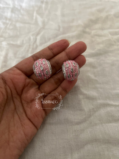 Mehera Arc Huggie Diamond Ear Studs In Different Colors By Ranibaug