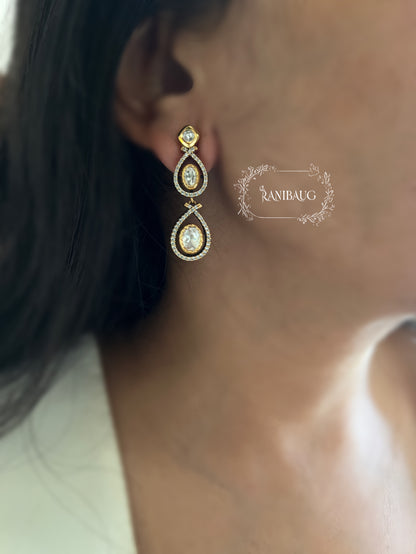 Mihika Teardrop Stylish Polki Stud Earrings By Ranibaug