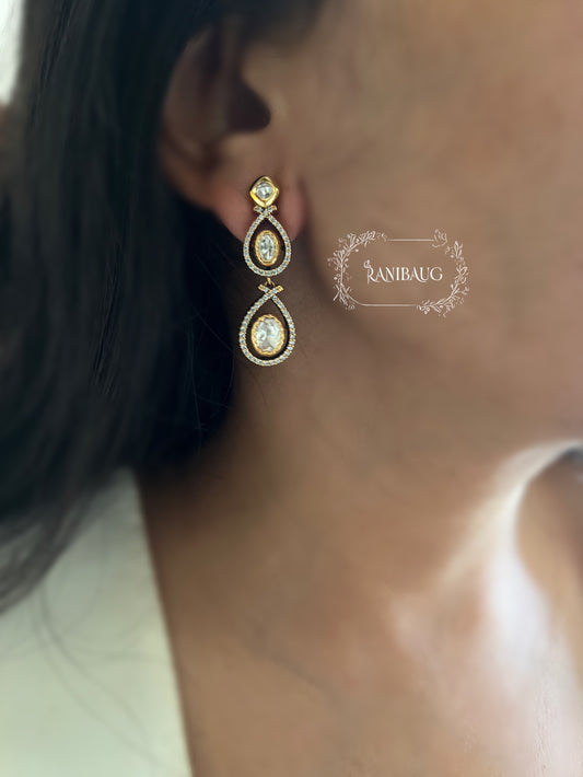 Mihika Teardrop Stylish Polki Stud Earrings By Ranibaug