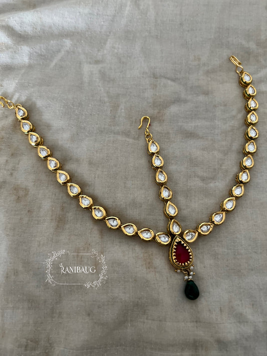 Minakshi Polki Kundan Gold Finish Mathapatti Hair Jewelry By Ranibaug