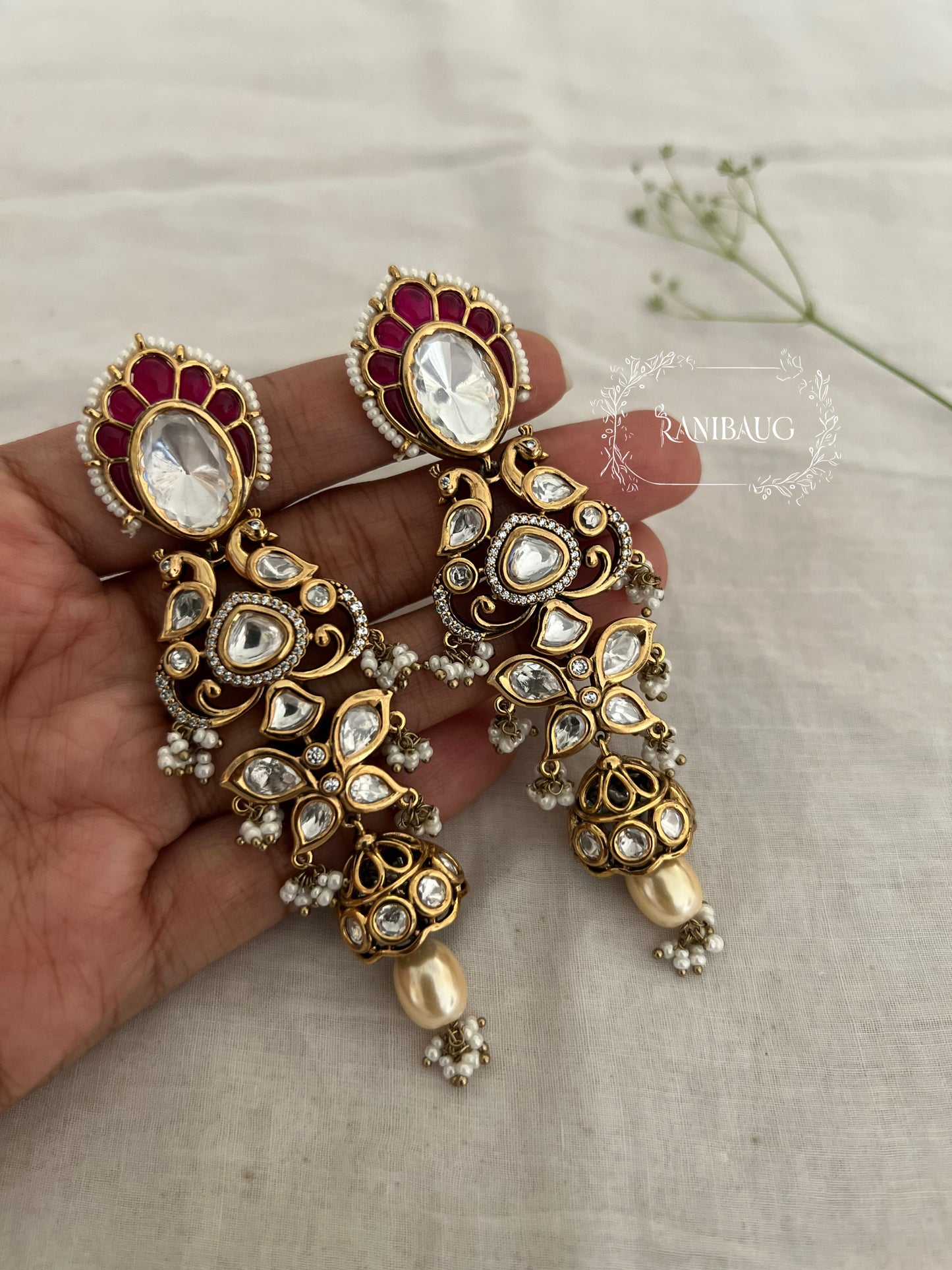 Misha Long Gold Earrings by Ranibaug