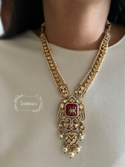 Mishti Polki Studded Cascading Pearls Designer Necklace Set By Ranibaug | The Royal Wedding Collection 2026