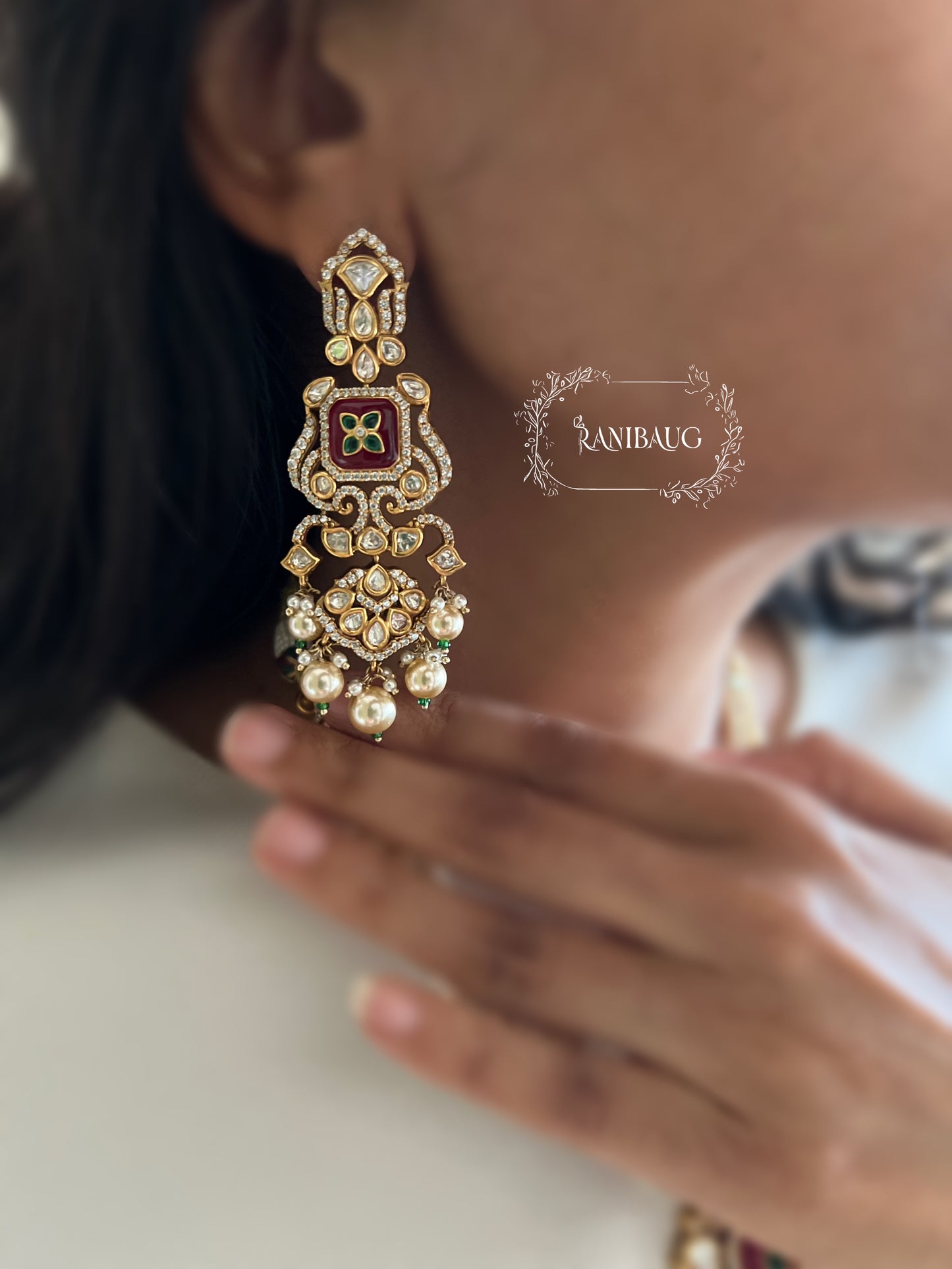 Mishti Polki Studded Cascading Pearls Designer Necklace Set By Ranibaug | The Royal Wedding Collection 2026
