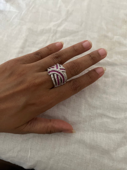 Misty Weave Diamond Statement Ring By Ranibaug