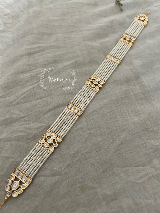 Mohar Pearl & Gold Kundan Seeshpatti By Ranibaug