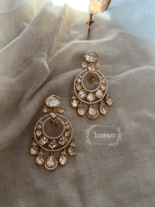 Mohi Classic Polki Kundan Drop Chandbalis | Ranibaug