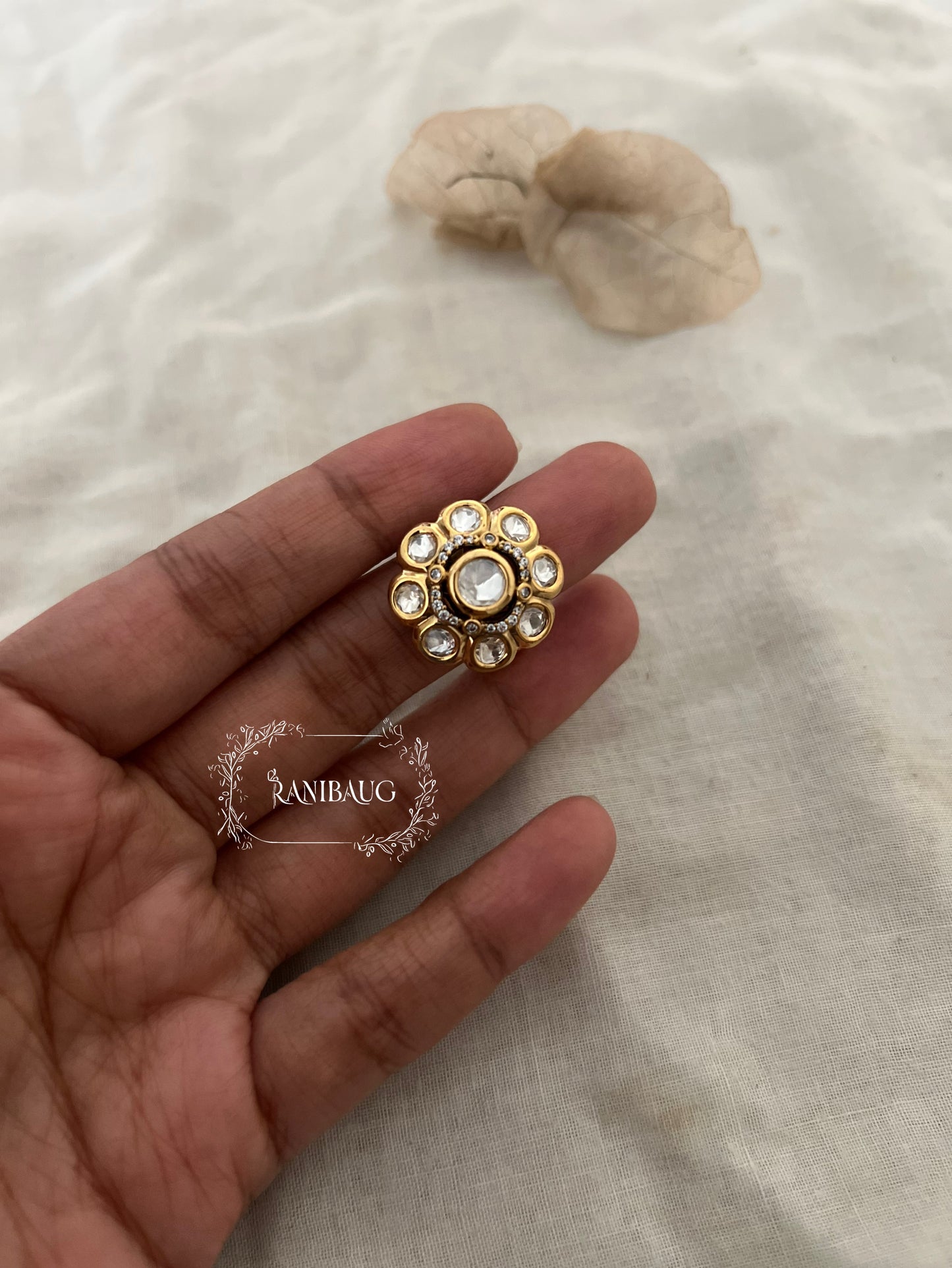 Mohini Gold Plated Kundan Studded Ring Jewelry For Women