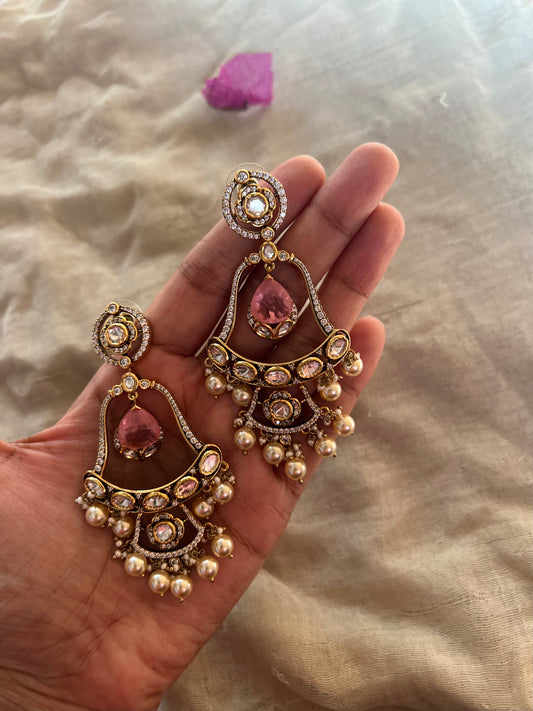 Mohini Polki Kundan Pearl Bell Shaped Unique Design Earrings | RB