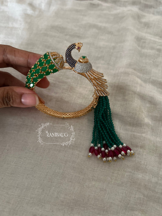 Morni Beaded Stone Studded Gold Finish Unique Designer Peacock Bracelet Jewelry By Ranibaug | The Royal Wedding Collection 2026