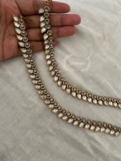 Mridu Kundan Antique Gold Leaf Motif Payal By Ranibaug