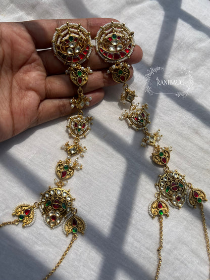 Mriganka Gold Finish Paachi Kundan Work Intricate Heritage Haathphool By Ranibaug