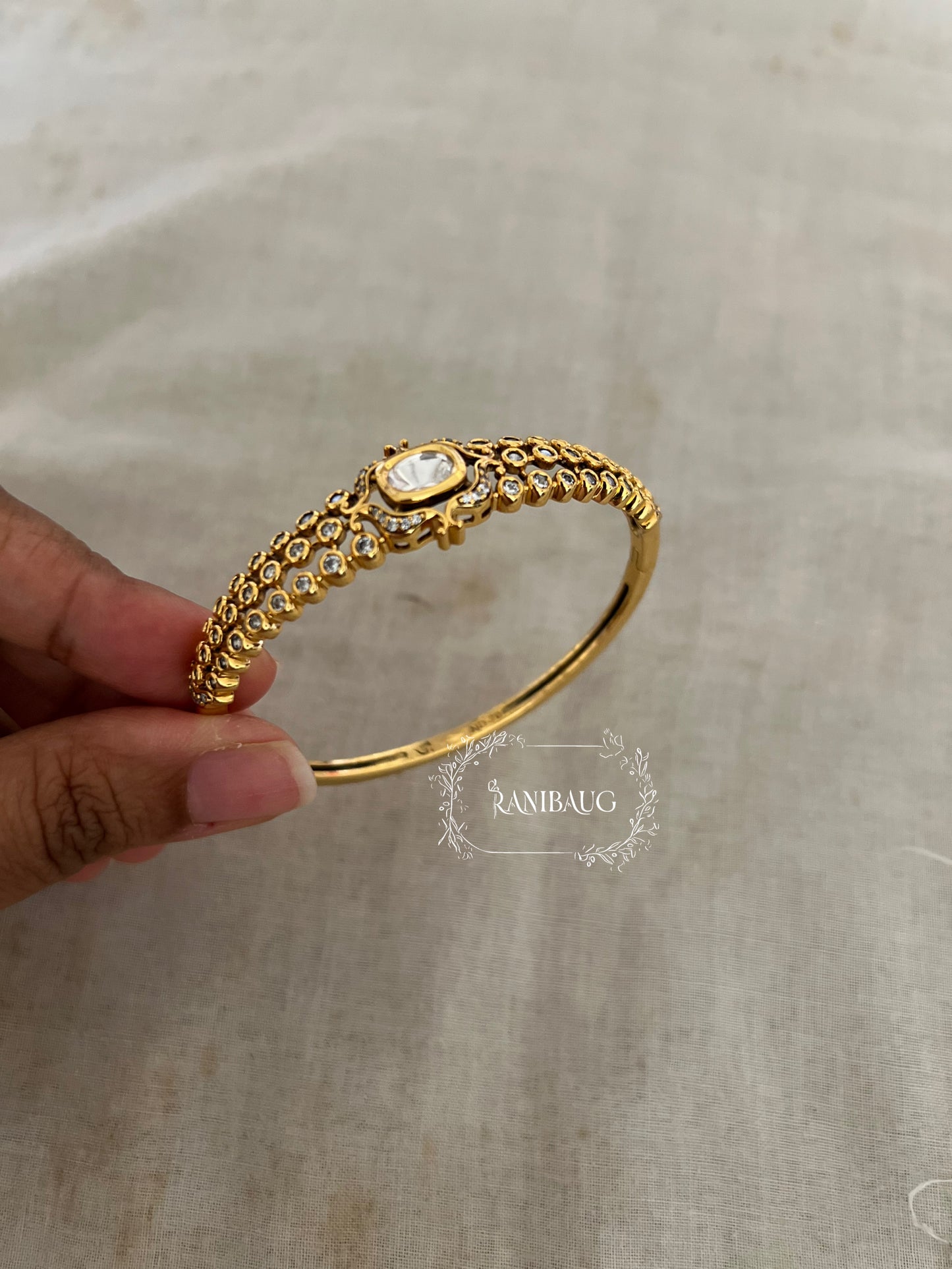 Mrinalika Polki Gold Finish Royal Bracelet Jewelry By Ranibaug