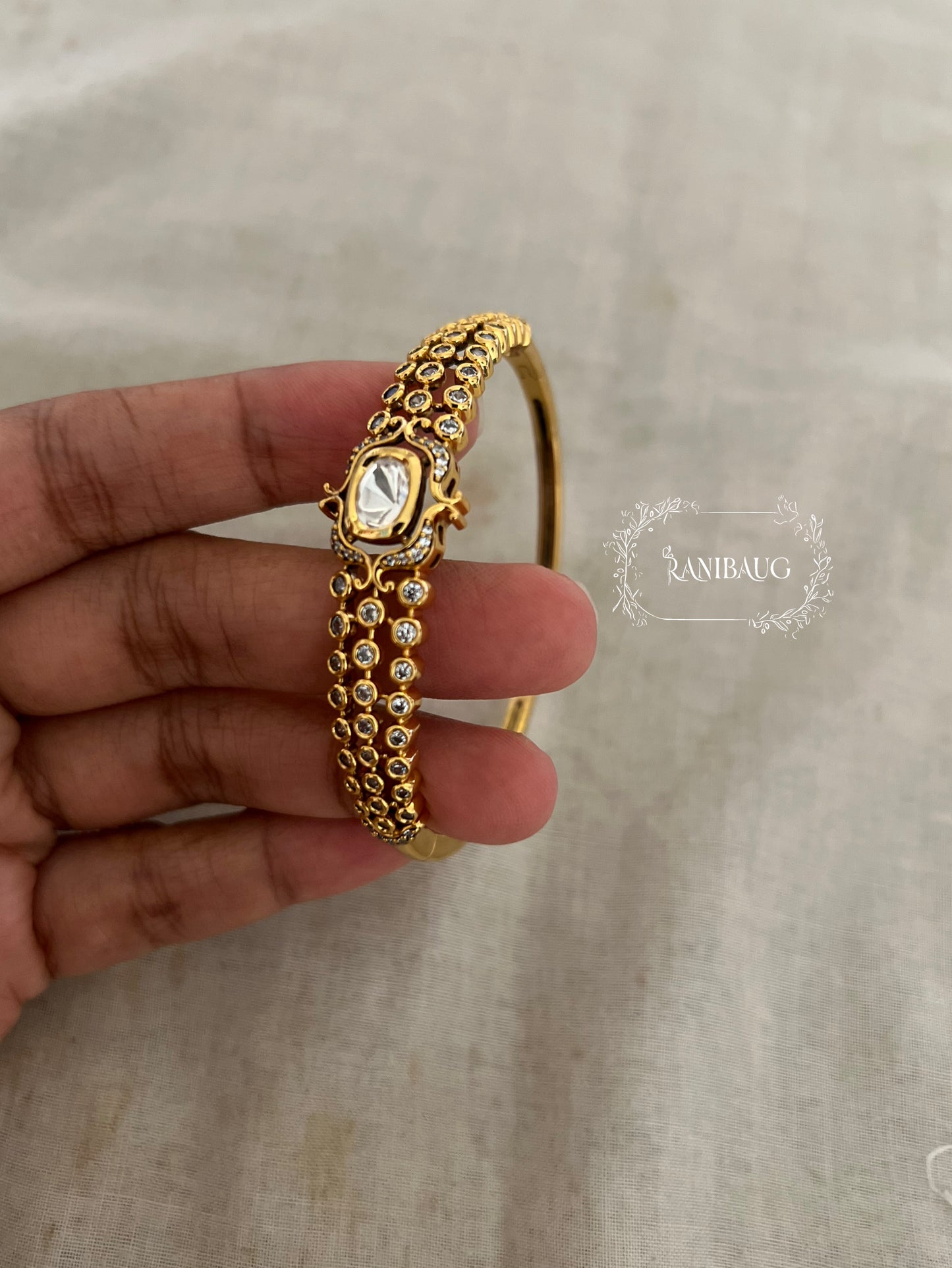 Mrinalika Polki Gold Finish Royal Bracelet Jewelry By Ranibaug