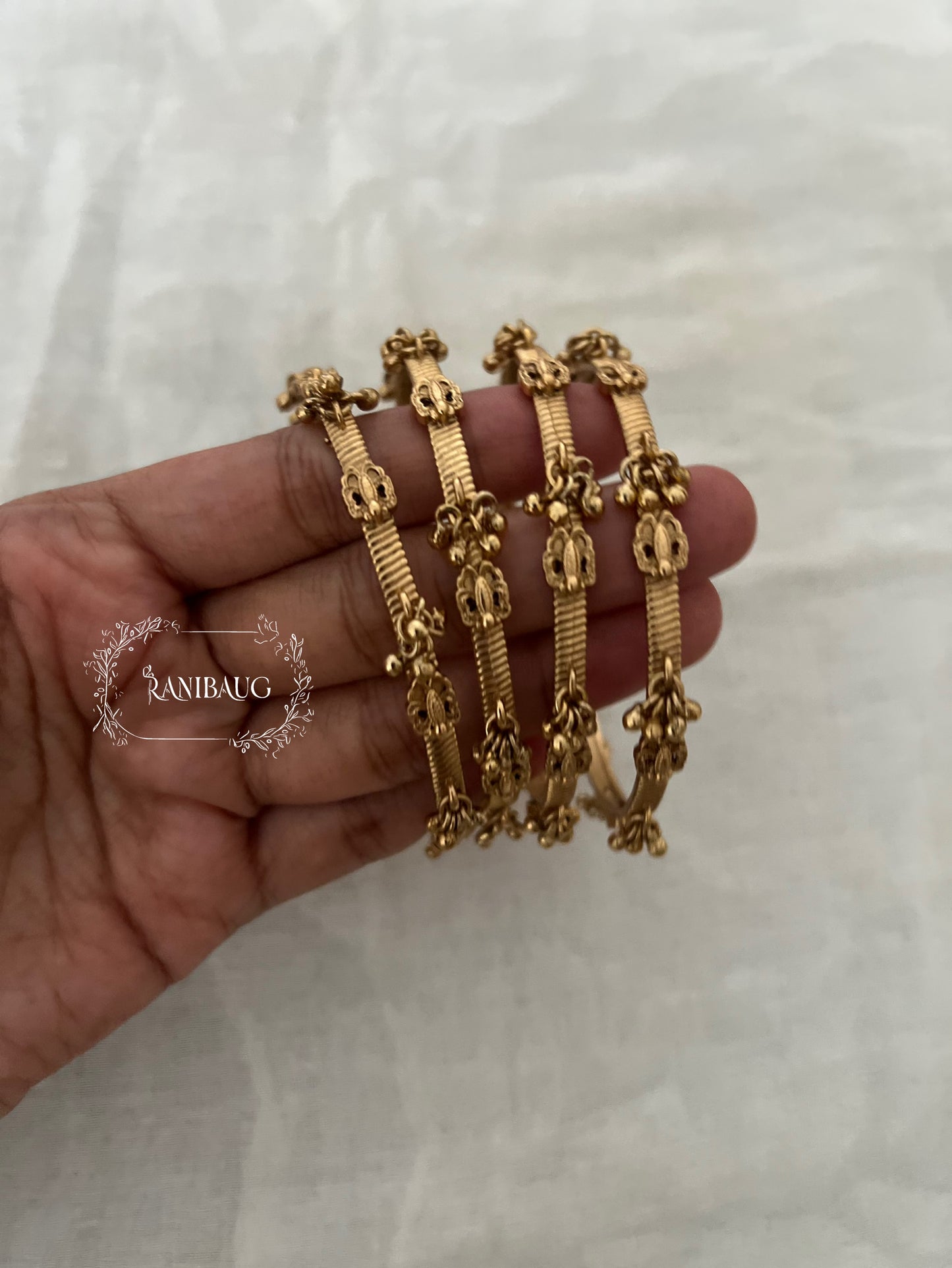Mrinalini Designer Gold Bead Motif Trendy Heritage Bangles By Ranibaug