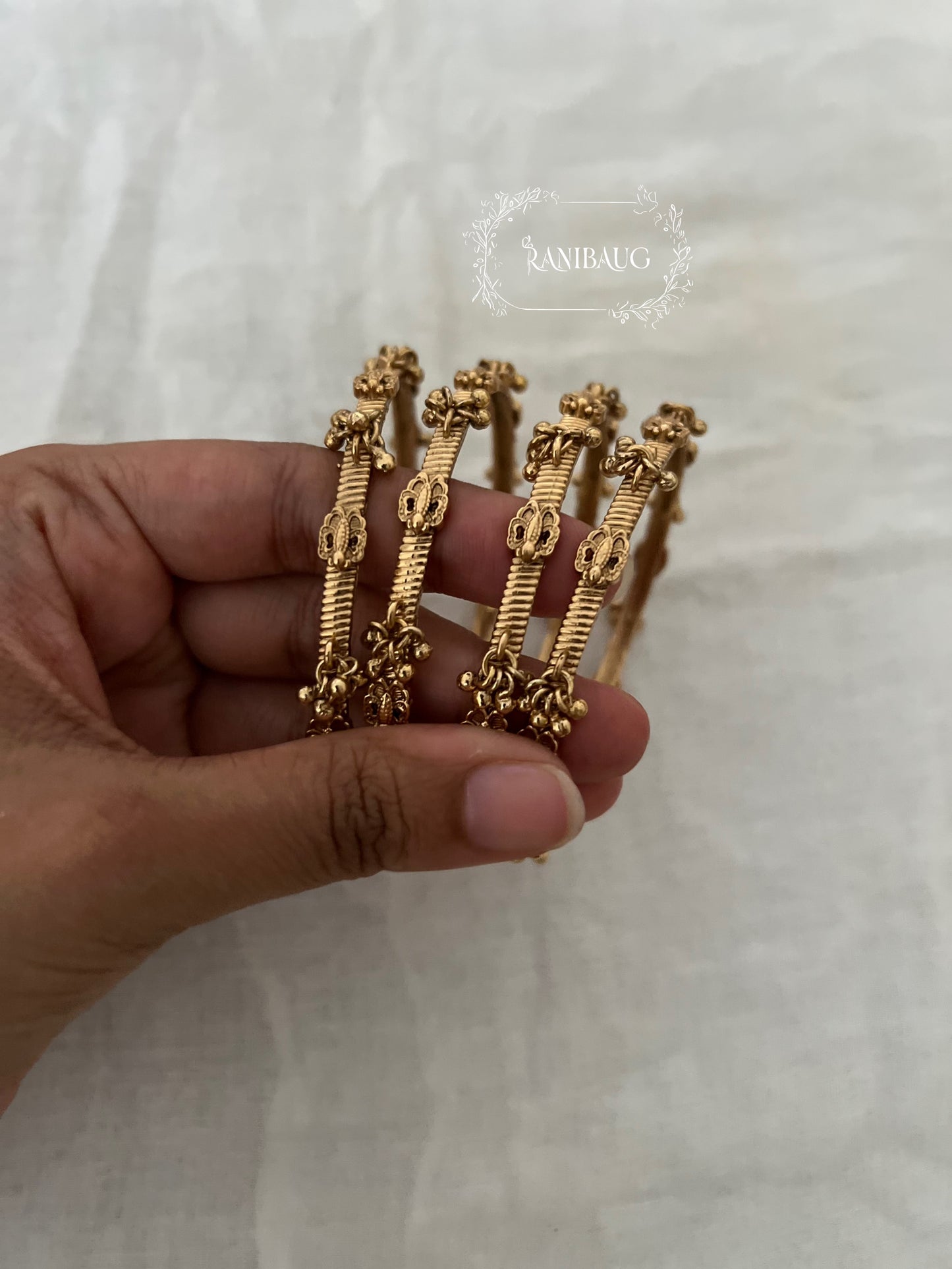 Mrinalini Designer Gold Bead Motif Trendy Heritage Bangles By Ranibaug