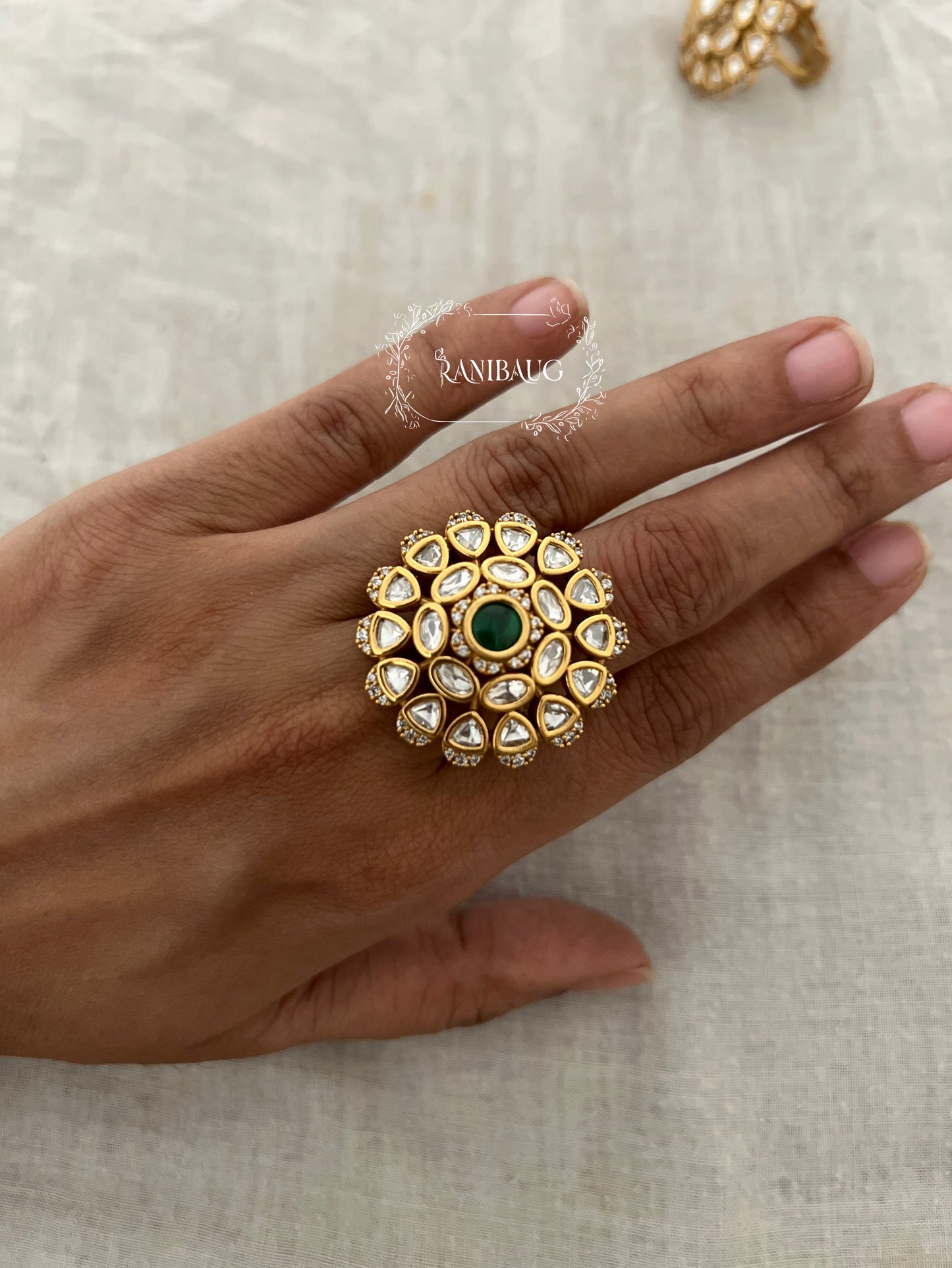 Mukta Heritage Gold Plated Kundan Studded Ring Jewelry By Ranibaug