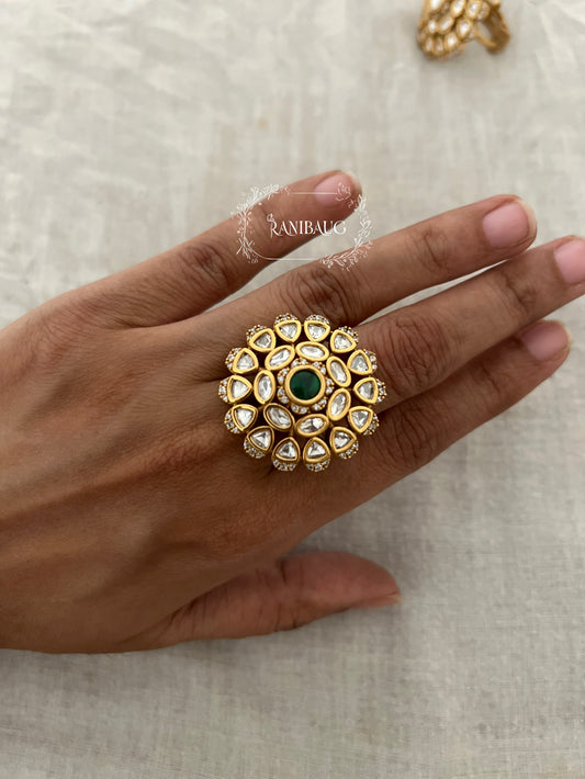 Mukta Heritage Gold Plated Kundan Studded Ring Jewelry By Ranibaug