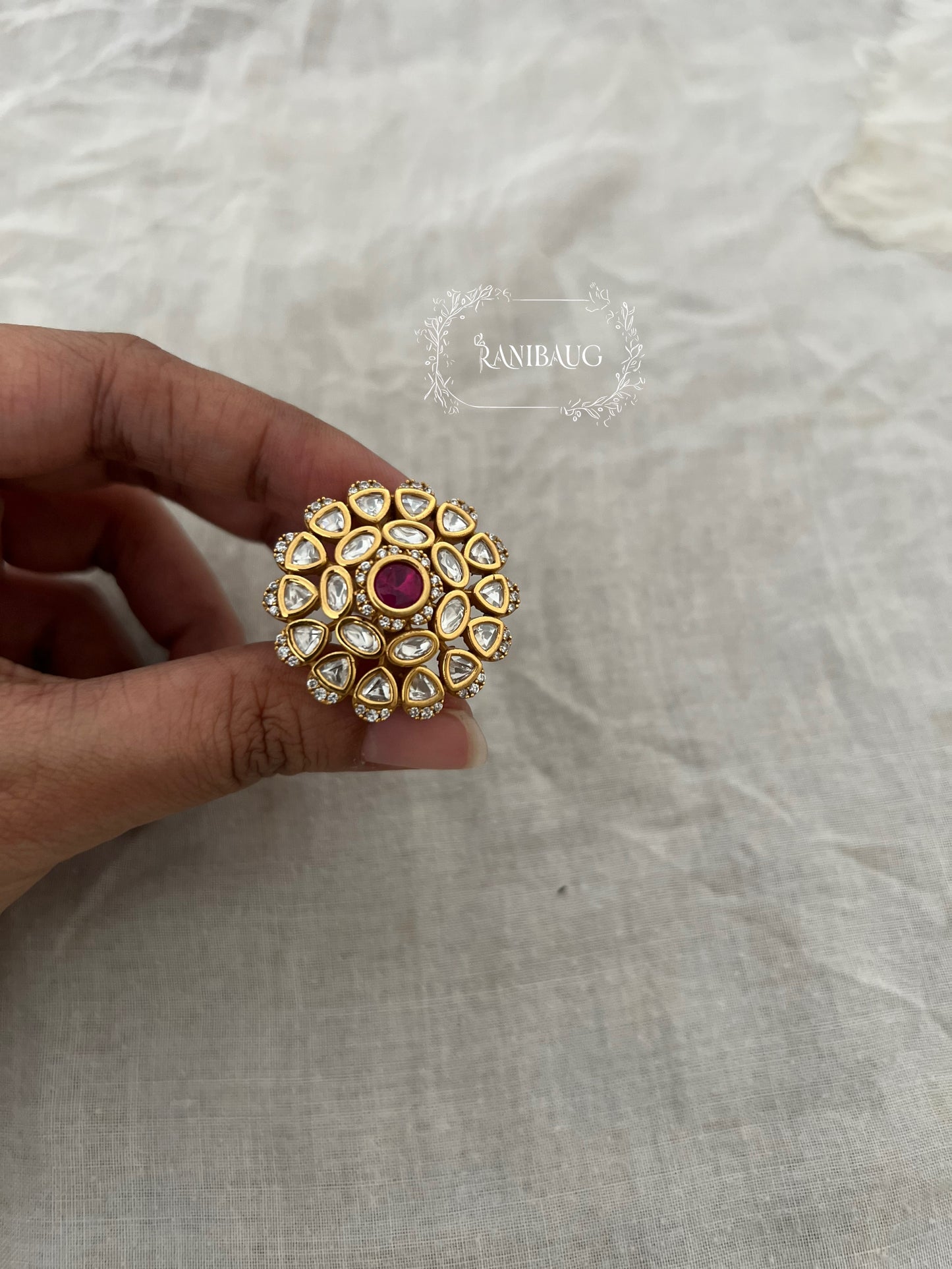Mukta Heritage Gold Plated Kundan Studded Ring Jewelry By Ranibaug