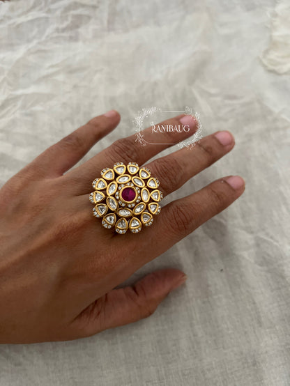 Mukta Heritage Gold Plated Kundan Studded Ring Jewelry By Ranibaug
