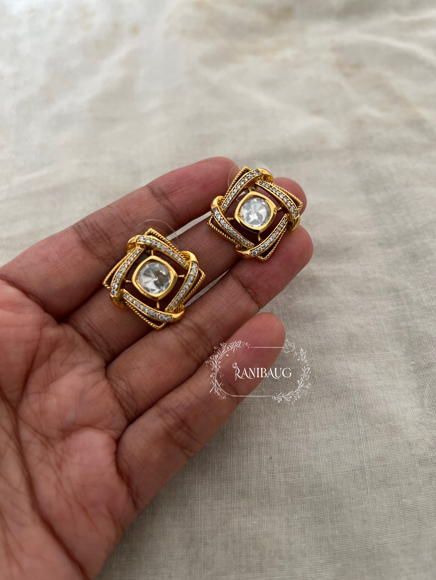 Mukta Square Stud Earrings By Ranibaug