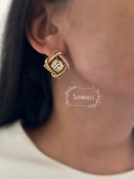 Mukta Square Stud Earrings By Ranibaug