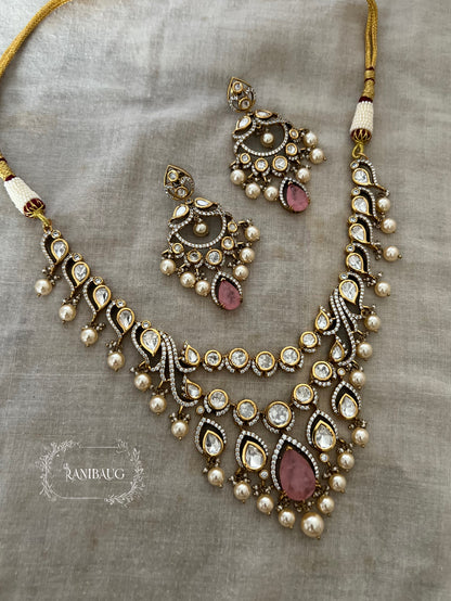 Muskaan Antique Polki Necklace Set With Pearl Drops  By Ranibaug | 2026 Festive Jewellery Set Collection
