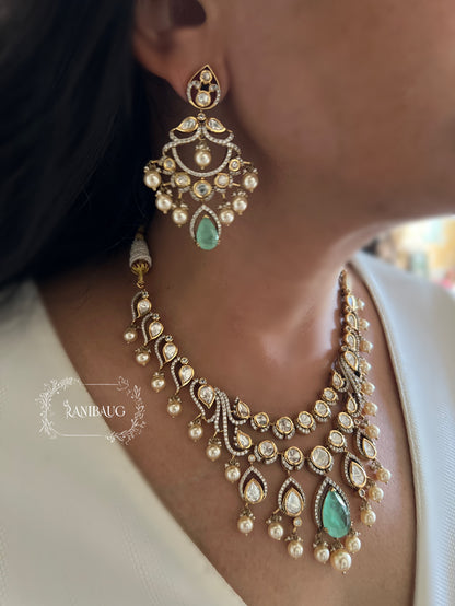 Muskaan Antique Polki Necklace Set With Pearl Drops  By Ranibaug | 2026 Festive Jewellery Set Collection