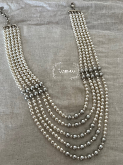 Myesha Cascading Pearl Layered Mala Necklace By Ranibaug