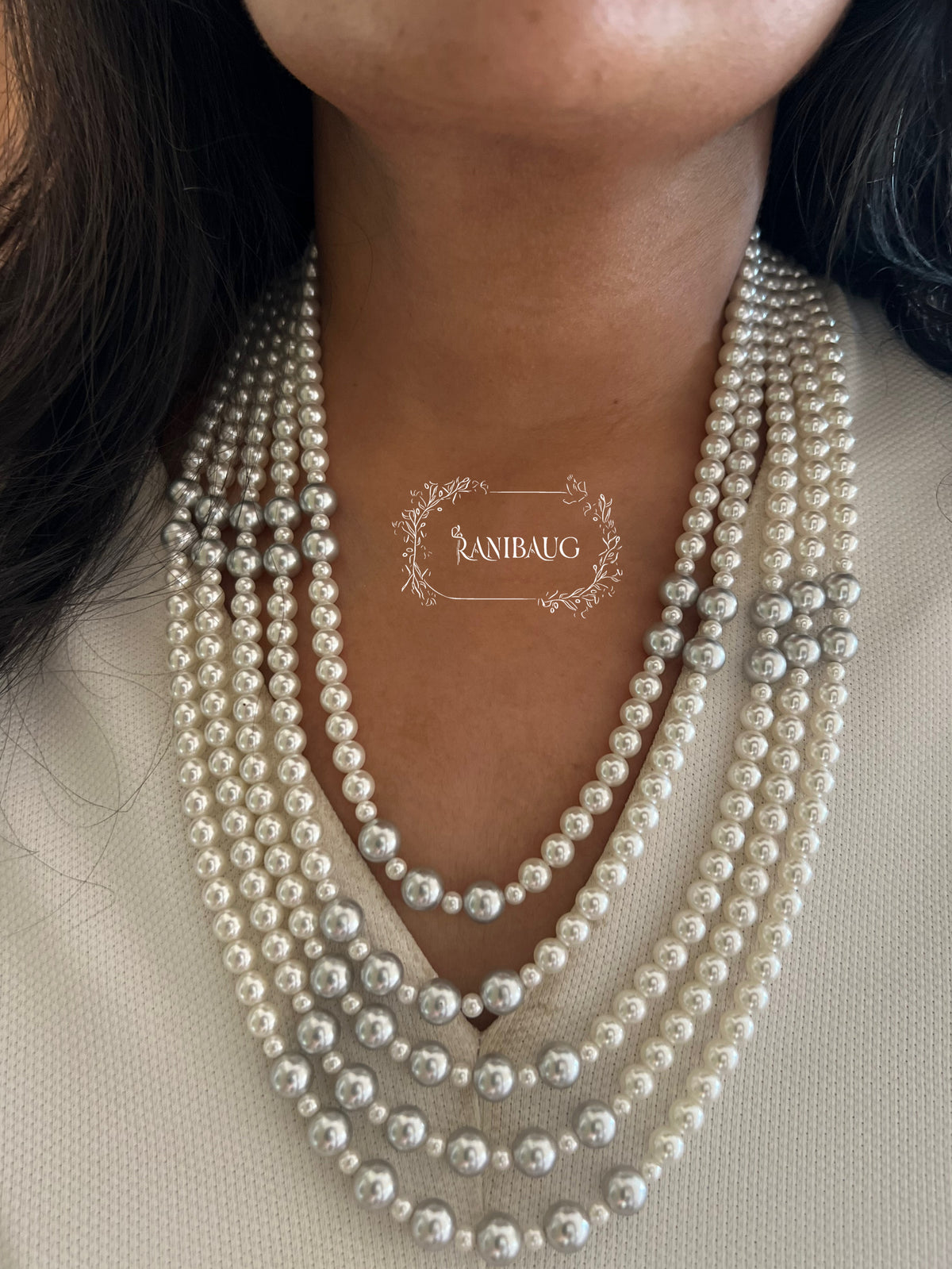 Myesha Cascading Pearl Layered Mala Necklace By Ranibaug