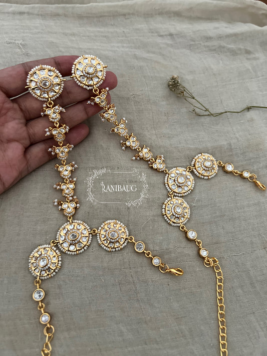 Myra Gold Polki Kundan Hathphool Hathpan | Ranibaug