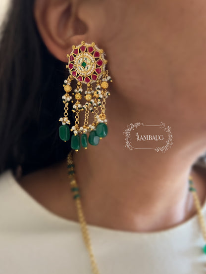Nalanda Kundan Heritage Beaded Necklace Jewelry By Ranibaug