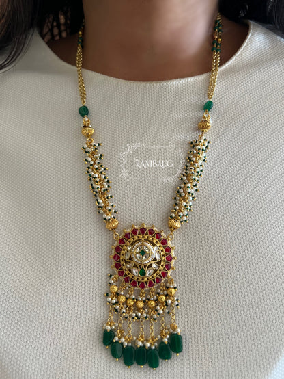 Nalanda Kundan Heritage Beaded Necklace Jewelry By Ranibaug