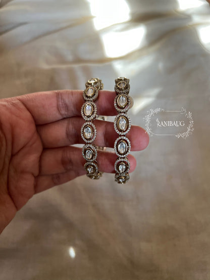 Natasha Polki Designer Gold Plated Royal Atelier Bangles By Ranibaug