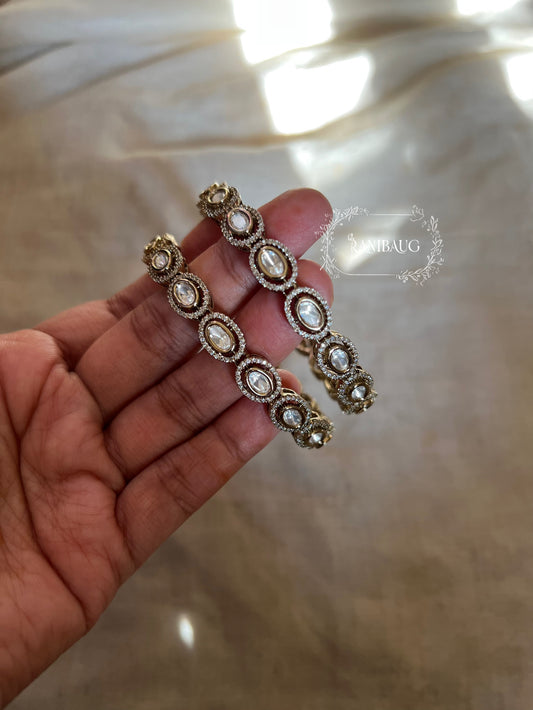 Natasha Polki Designer Gold Plated Royal Atelier Bangles By Ranibaug